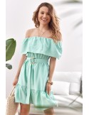 Dress with a Spanish neckline, mint MP60872 - Online store - Boutique